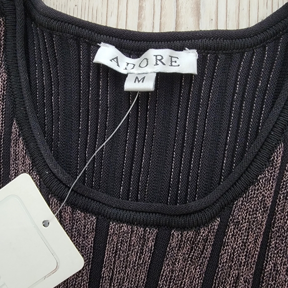 Adore Black and Brown Knit Flared Mini Dress NWT Medium Classic Retro Timeless - Picture 3 of 6